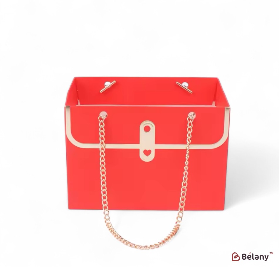 Set 4 genti rosu, pe lant placat cu aur 15x10x10.5