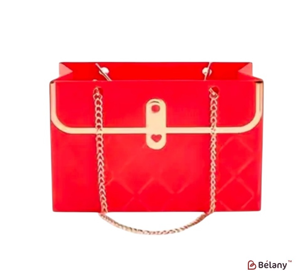 Set 4 genti rosu, pe lant placat cu aur 15x10x10.5 | 2