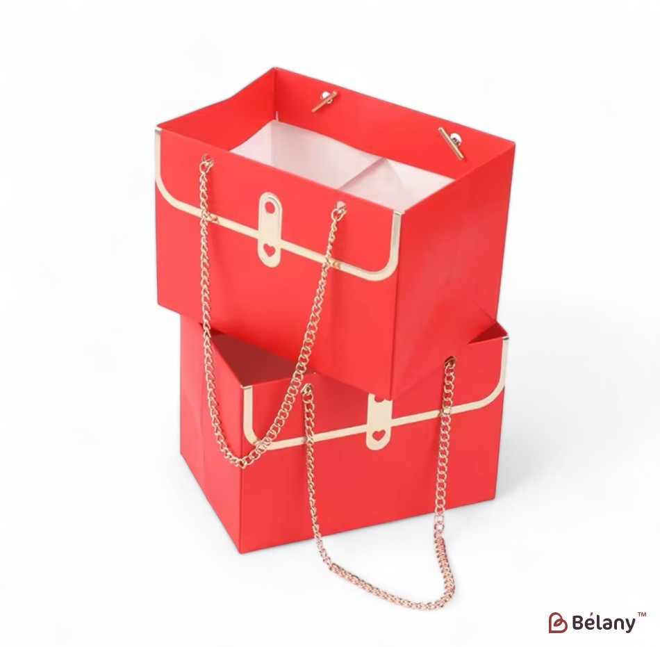 Set 4 genti rosu, pe lant placat cu aur 15x10x10.5 | 3