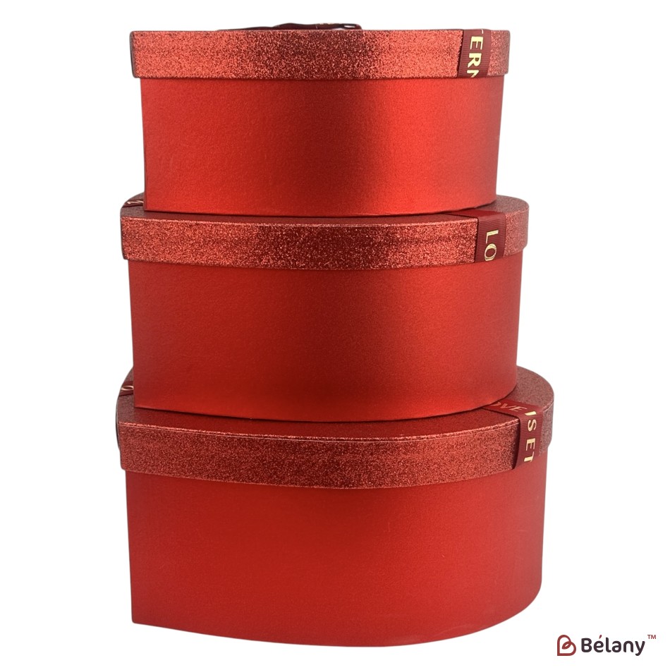 Set 3 piese in forma de inima "Lovely" rosu | 2