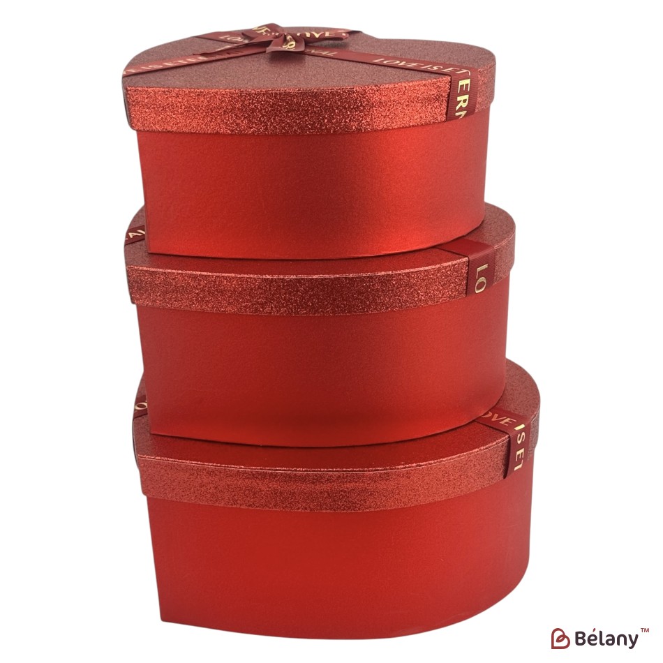 Set 3 piese in forma de inima "Lovely" rosu | 4