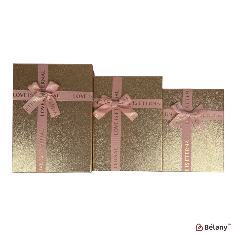 Set cutii dreptunghiulare 3 piese, aur roz "Cuty" | 2