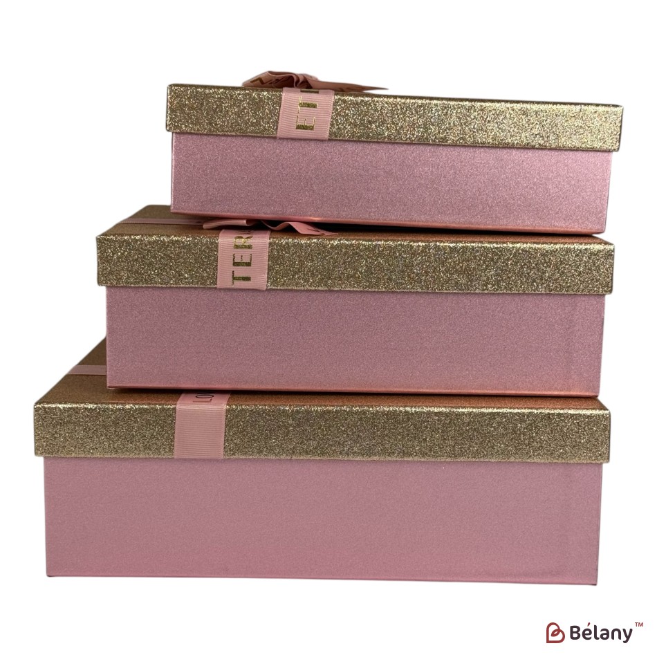 Set cutii dreptunghiulare 3 piese, aur roz "Cuty" | 3