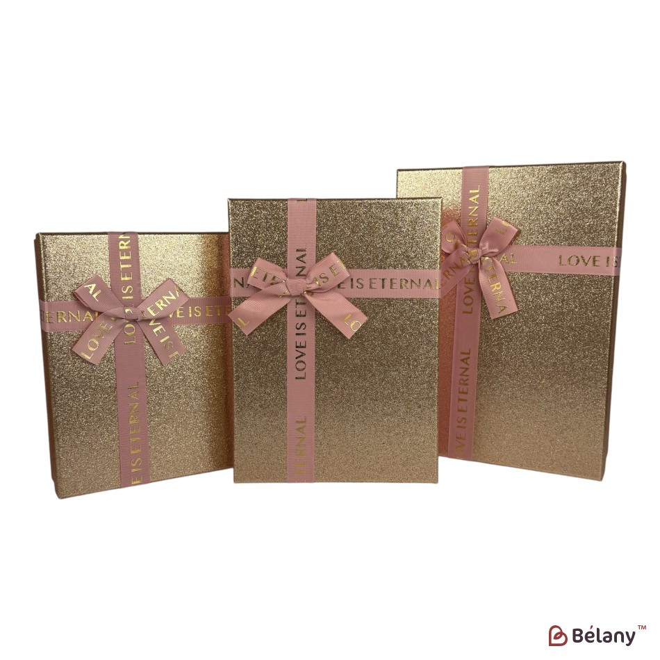 Set cutii dreptunghiulare 3 piese, aur roz "Cuty" | 5