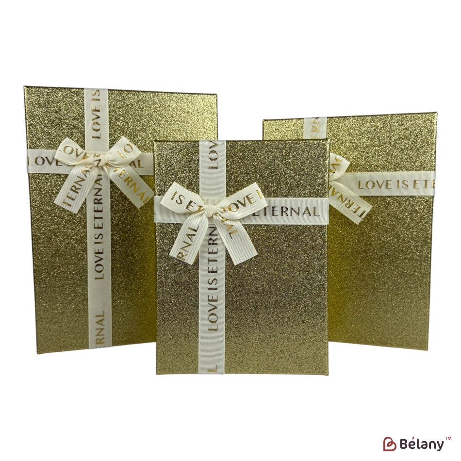 Set cutii dreptunghiulare 3 piese, aur "Cuty"