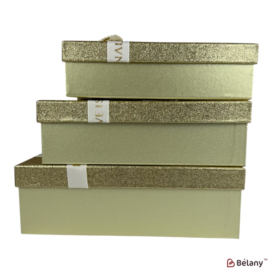 Set cutii dreptunghiulare 3 piese, aur "Cuty" | 2