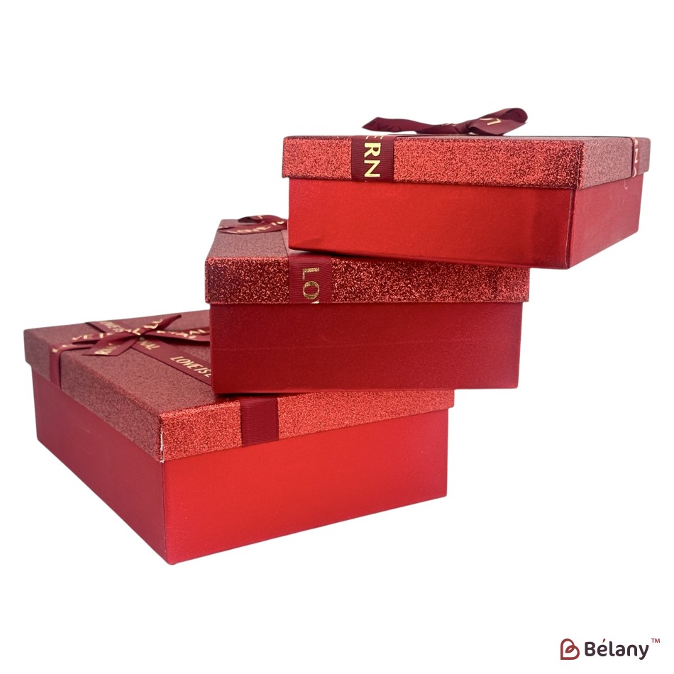 Set cutii dreptunghiulare 3 piese, rosu "Cuty" | 5