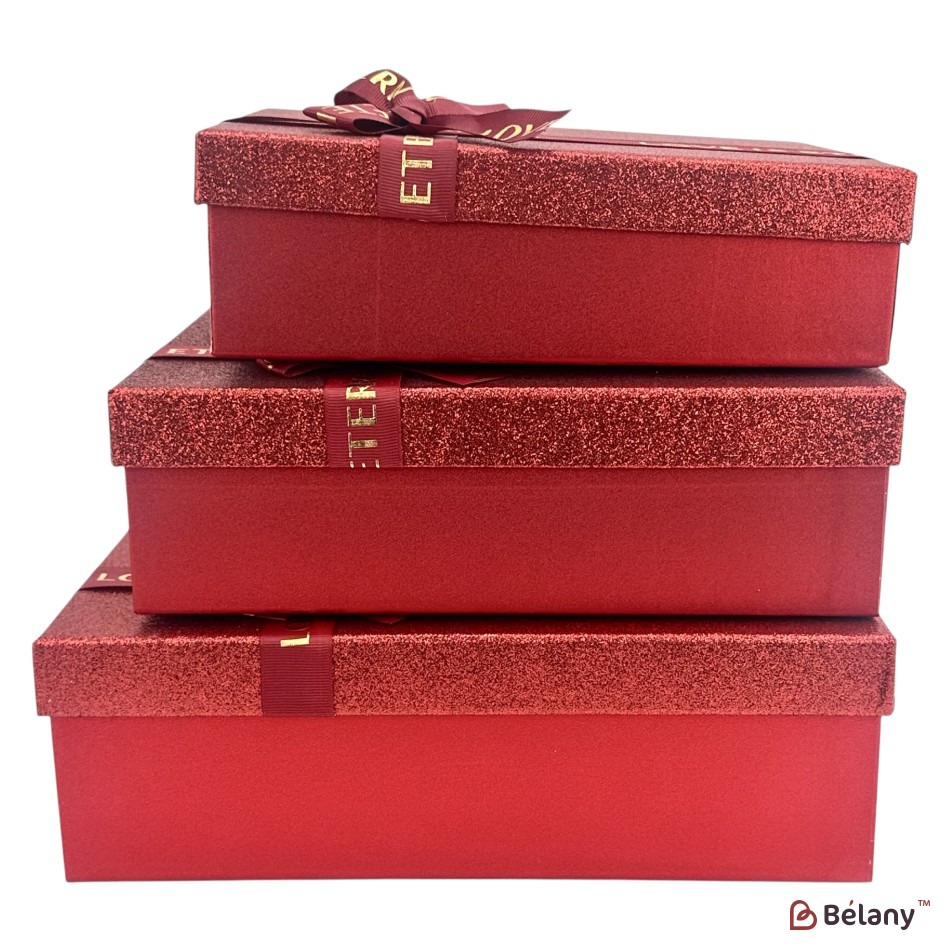 Set cutii dreptunghiulare 3 piese, rosu "Cuty" | 6