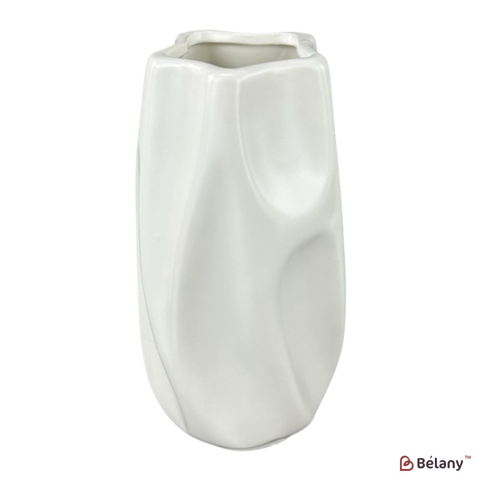 Large ceramic vase "Waves" white