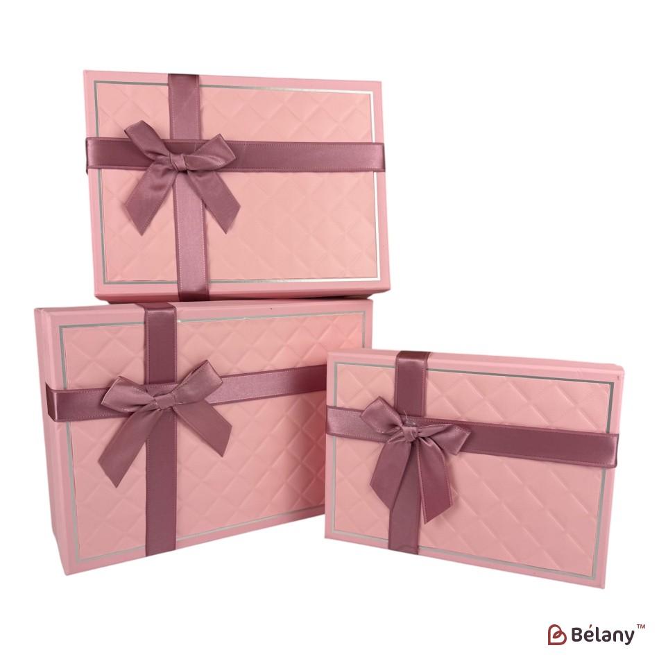 Set cutii dreptunghiulare 3 piese, roz "Awesome"