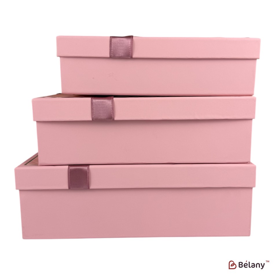 Set cutii dreptunghiulare 3 piese, roz "Awesome" | 2