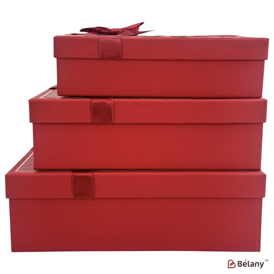 Set cutii dreptunghiulare 3 piese, rosu "Awesome" | 2