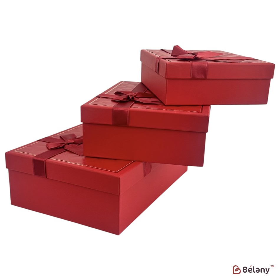 Set cutii dreptunghiulare 3 piese, rosu "Awesome" | 3