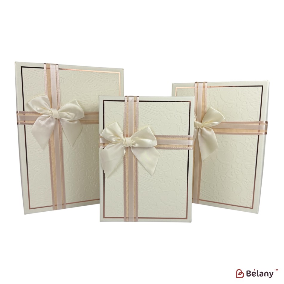 Set cutii dreptunghiulare 3 piese, alba "Prestige"