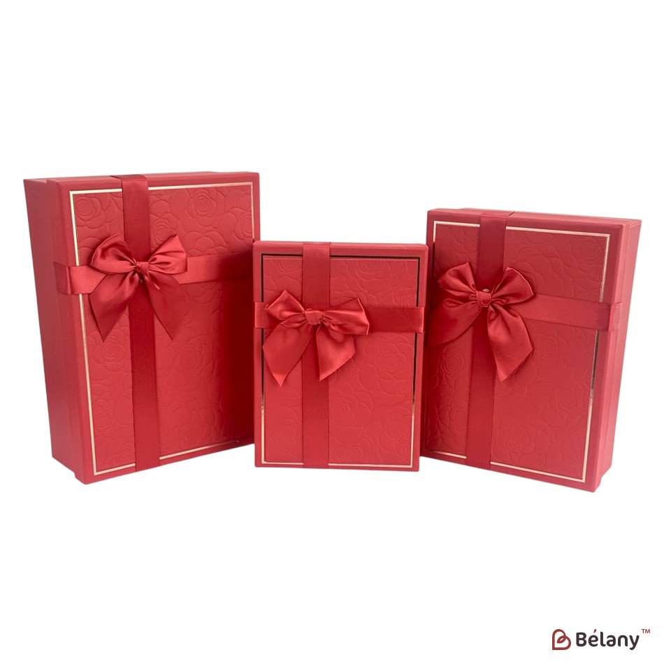 Set cutii dreptunghiulare 3 piese, rosu "Gifty"