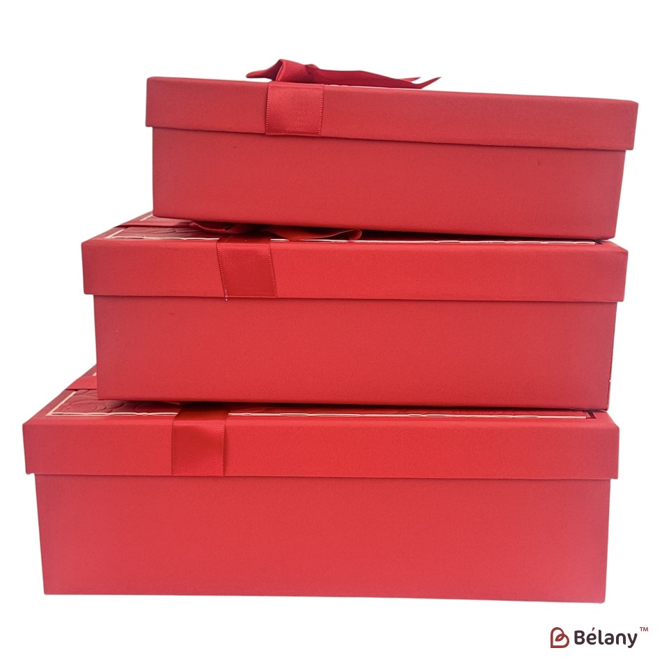 Set cutii dreptunghiulare 3 piese, rosu "Gifty" | 2