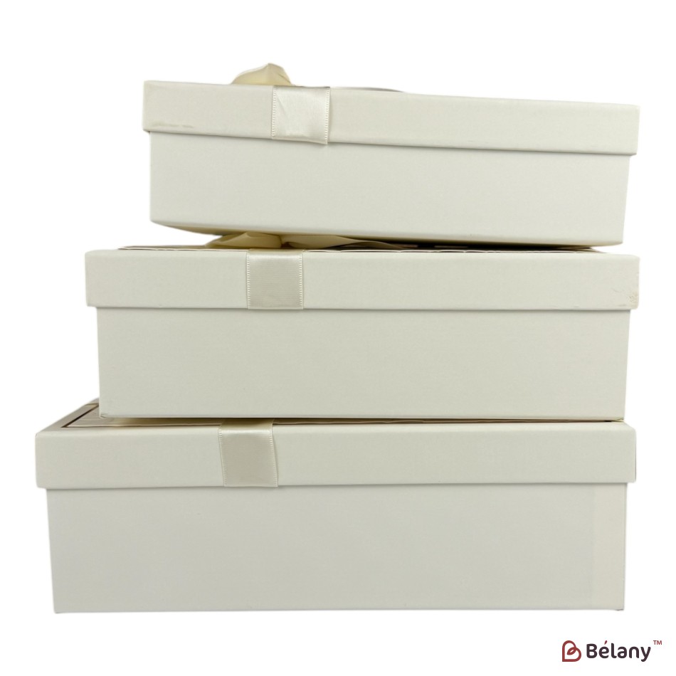 Set cutii dreptunghiulare 3 piese, alba "Gifty" | 3