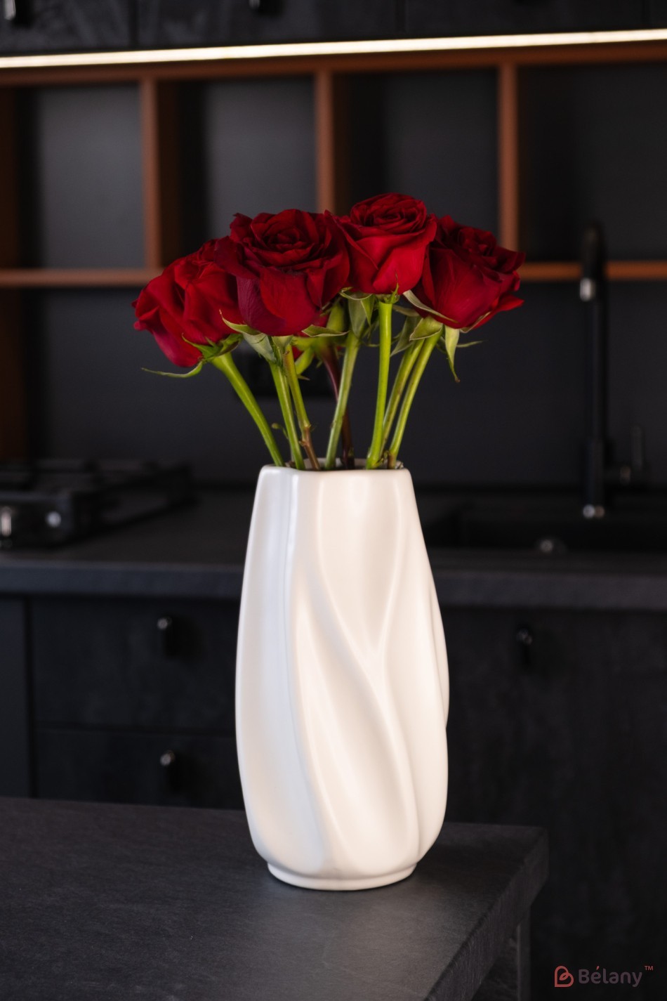 Large ceramic vase "Waves" white | 2