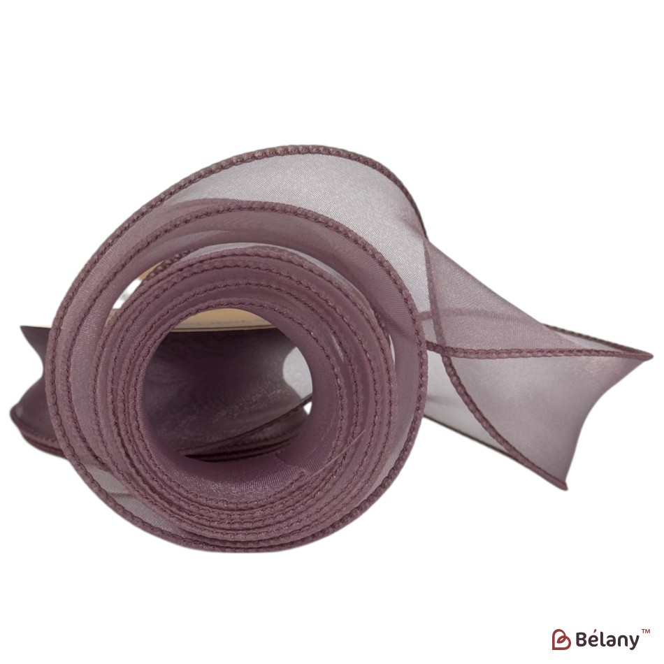 Organza Ribbon "Uni"  Dark Lilac, 4cm / 9.11m (#1001)