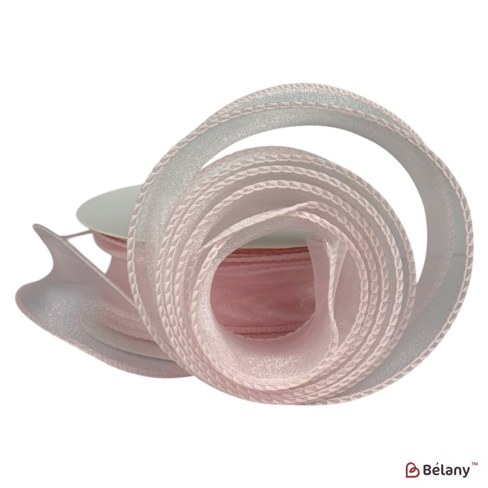Organza Ribbon "Uni" Light Pink, 4cm / 9.11m (#1003)