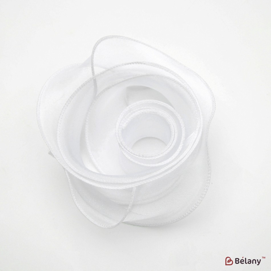 Panglică din organza "Premium", alba,  4cm / 9.14m #111