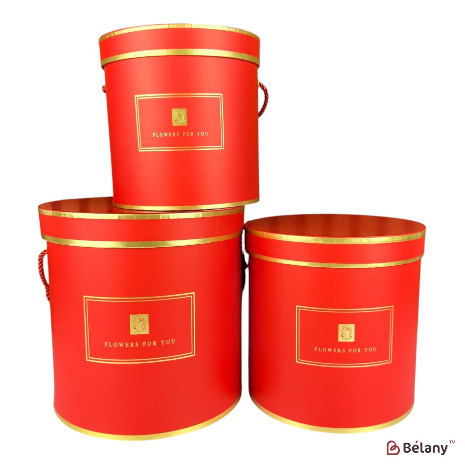 Set cutii pentru pălării rosu "Flowers for you" | 2