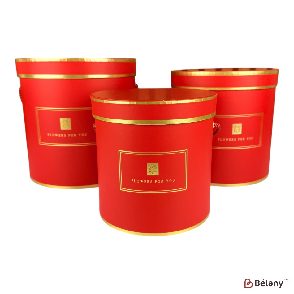 Set cutii pentru pălării rosu "Flowers for you" | 3