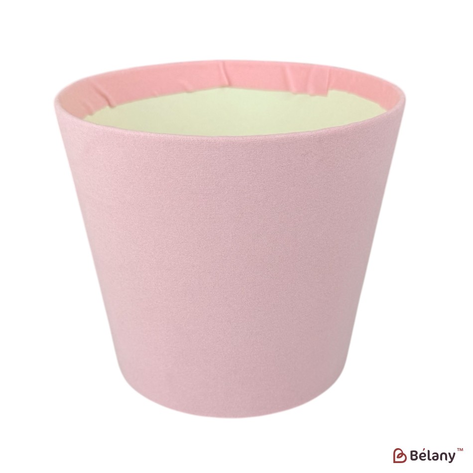 Cutie de flori rotundă din catife, roz