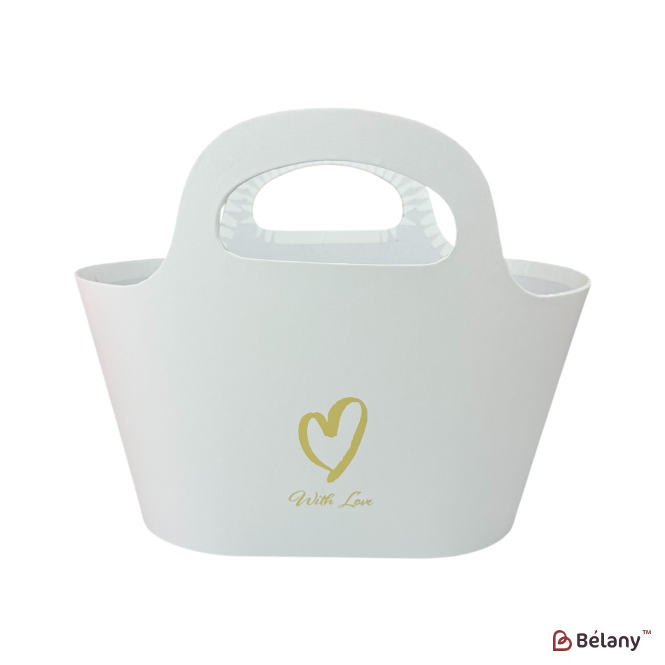 Cutie de flori „with love”, albe