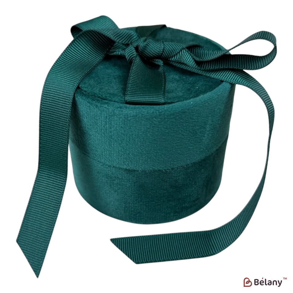 Velvet jewelry boxes whit bow, green, 4 piesces, 8.5x7