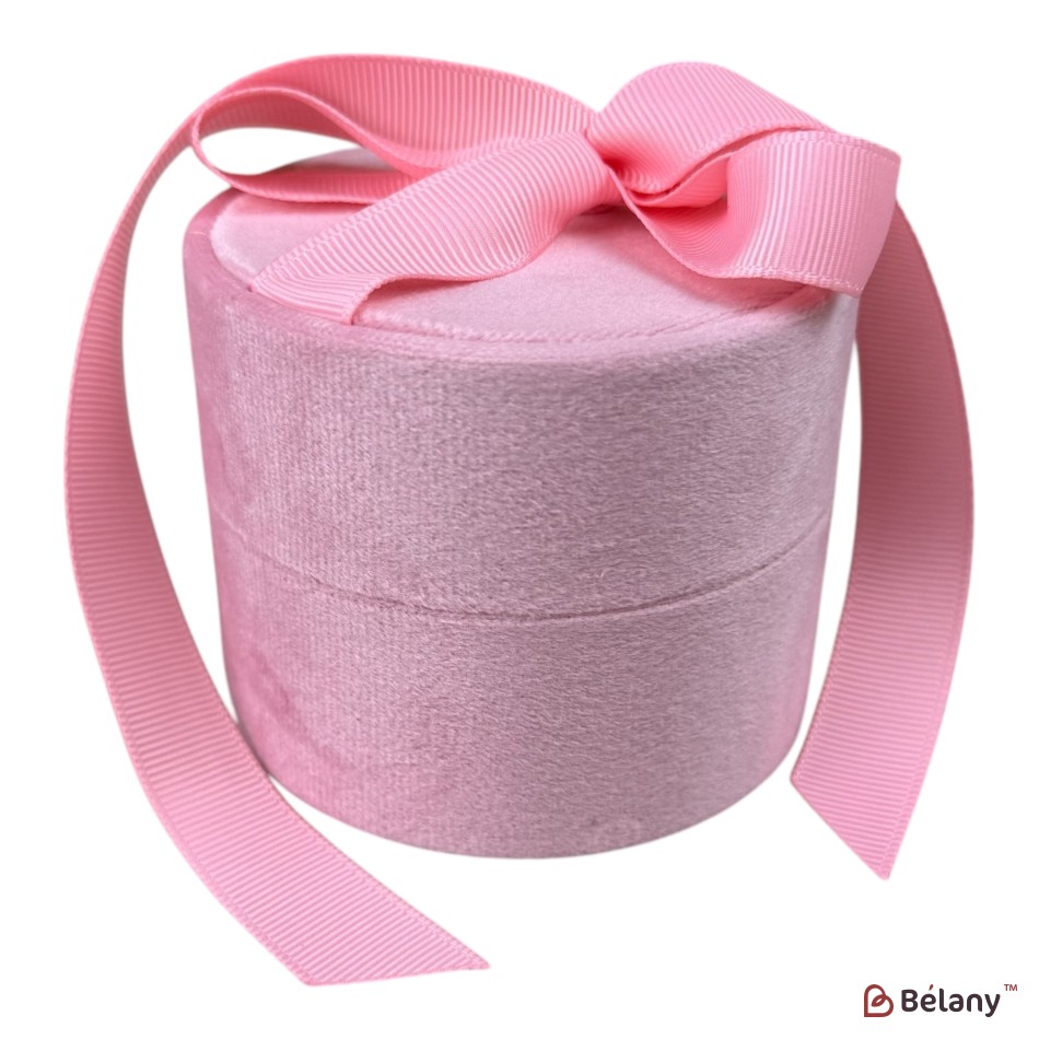 Cutii de bijuterii din catifea cu fundita, roz , 4 bucati, 8.5x7