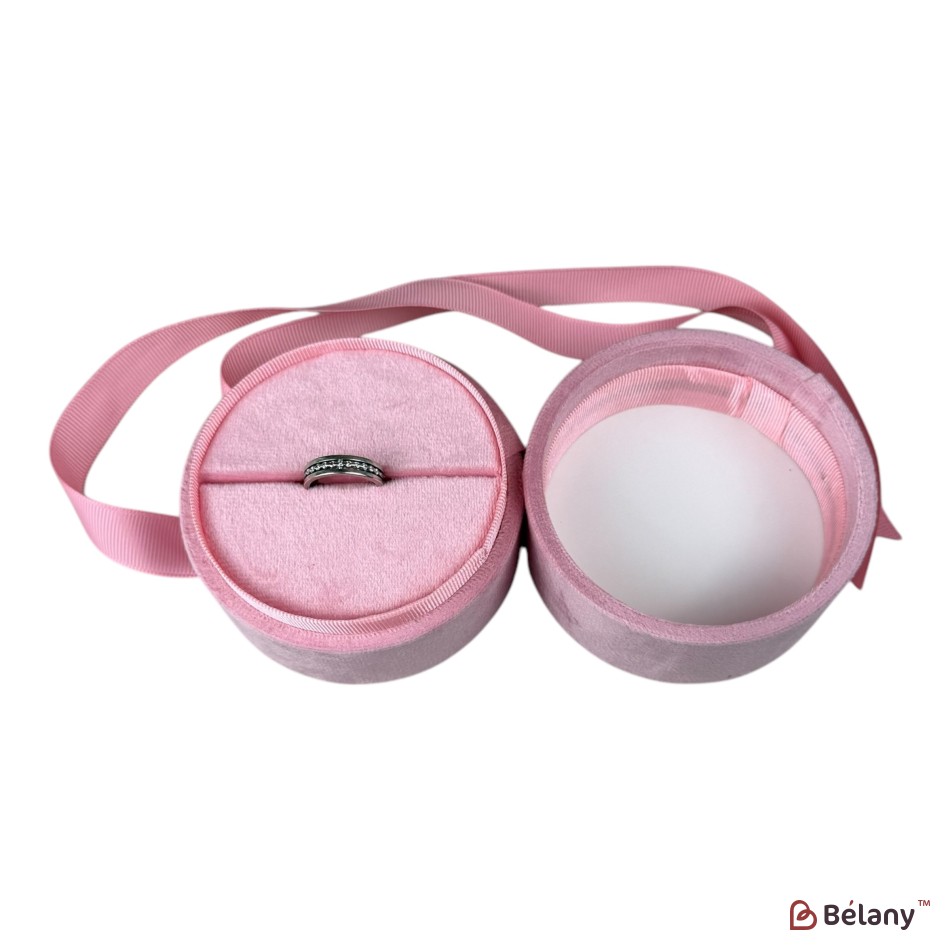 Cutii de bijuterii din catifea cu fundita, roz , 4 bucati, 8.5x7 | 2