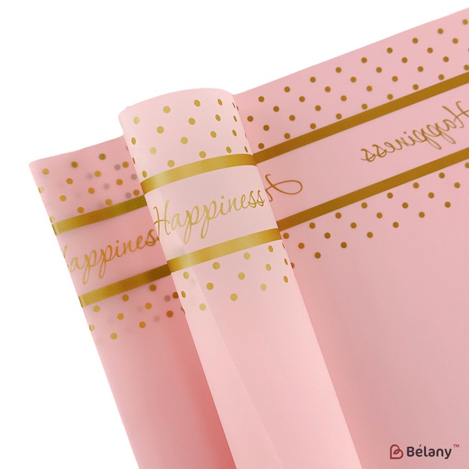 Pink cellophane with gold stripes and dots "Dots"