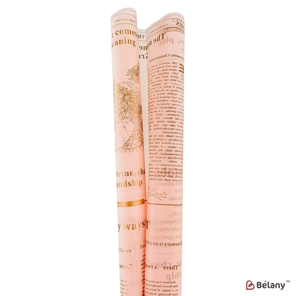 Celofan roz cu litere aurii "Newspaper"