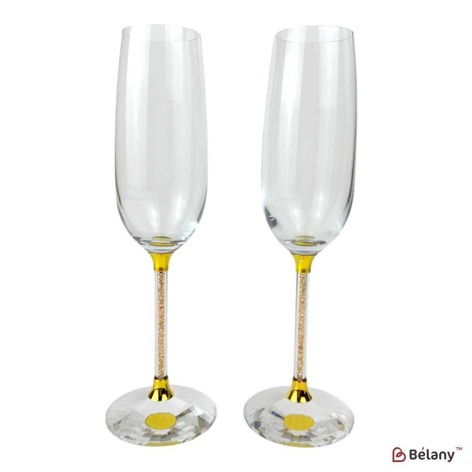 Set pahare cadou, in cutie albastra si geanta, pe stofa albastra 24 cm