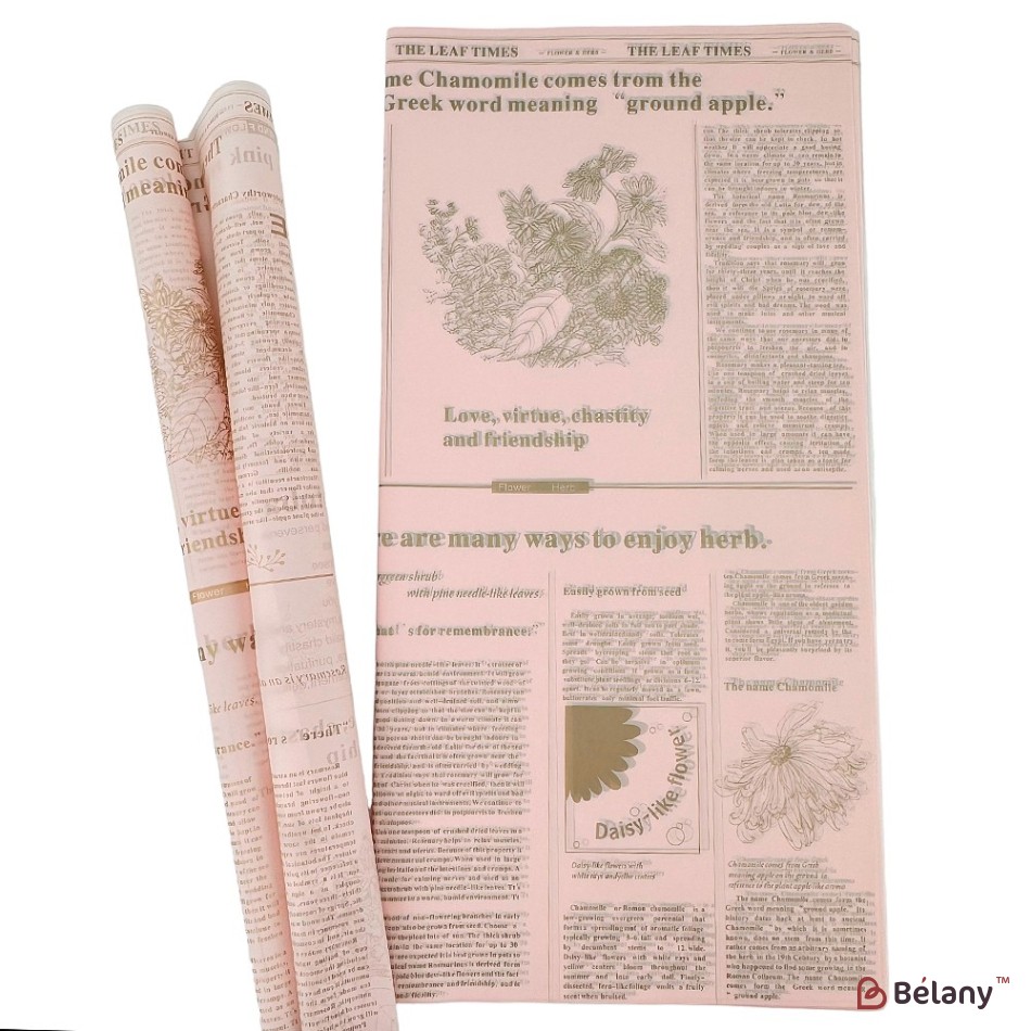 Celofan roz cu litere aurii "Newspaper" | 2