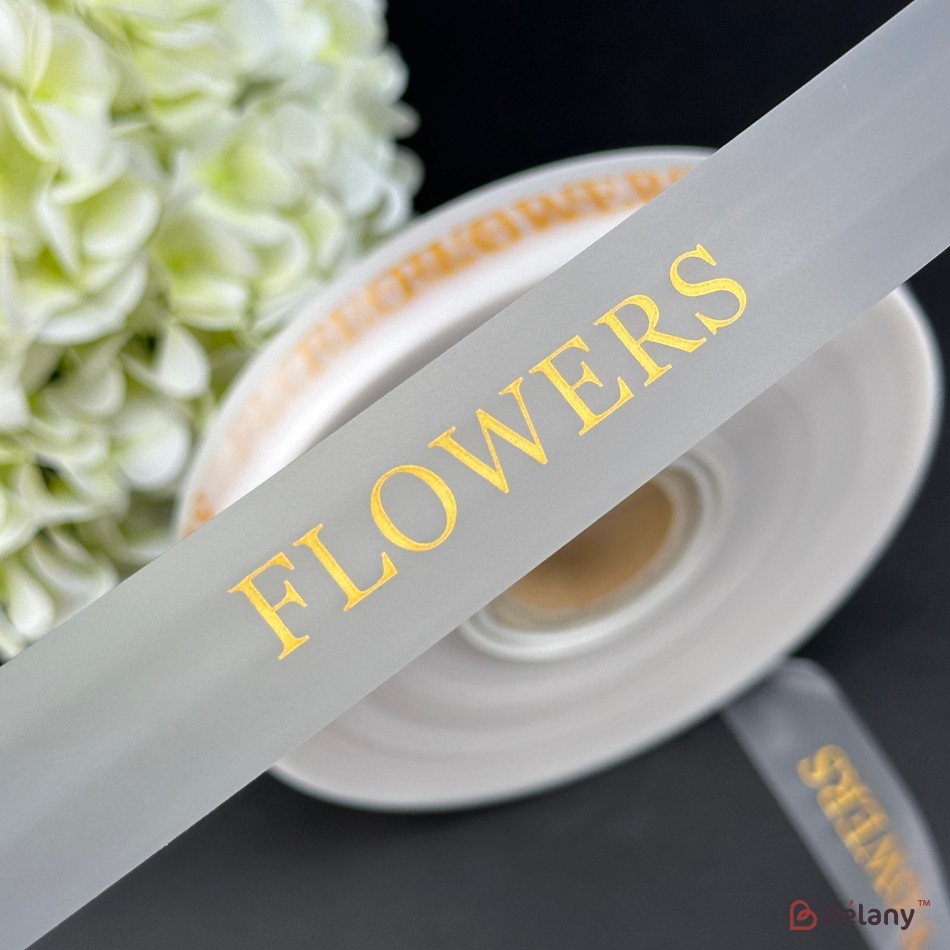 silicone band whit golden inscription Flowers 2,5 cm pe 137,16 m