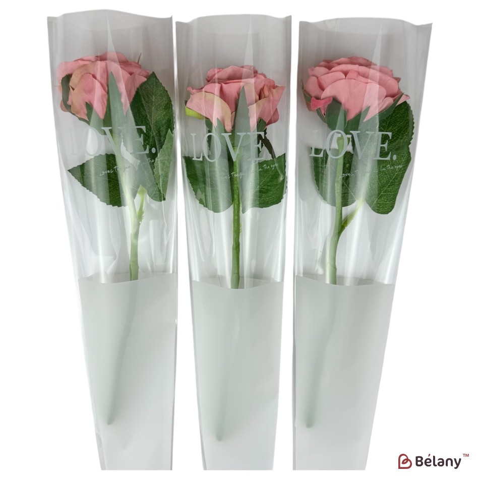 Cellophane bag  for a single flower “Heart Inside”  #111white