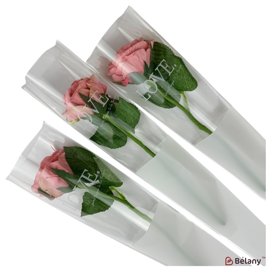 Cellophane bag  for a single flower “Heart Inside”  #111white | 3