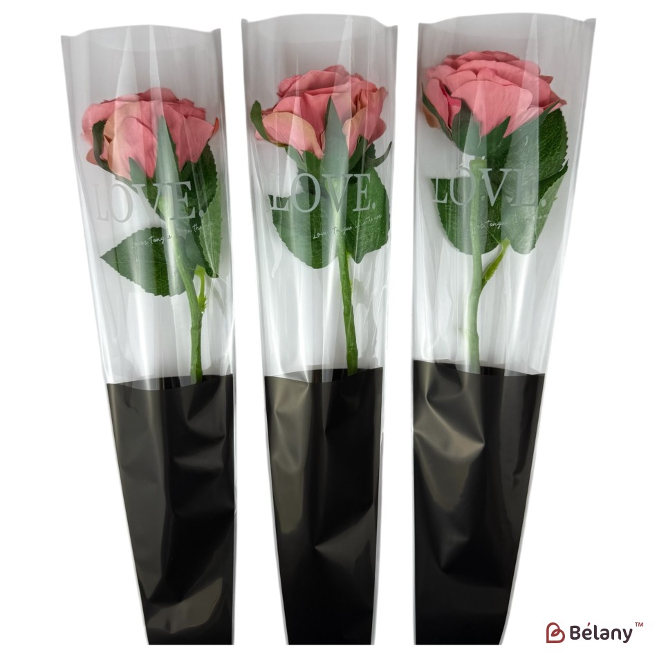Cellophane bag for a single flower “Heart Inside” #171, black