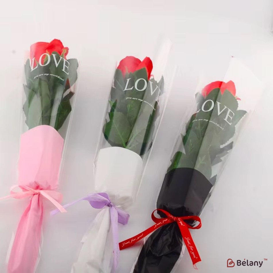 Cellophane bag for a single flower “Heart Inside” #171, black | 2