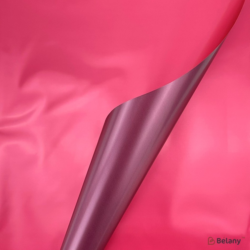 Two-color red-burgundy cellophane with mother-of-pearl "Dublu"