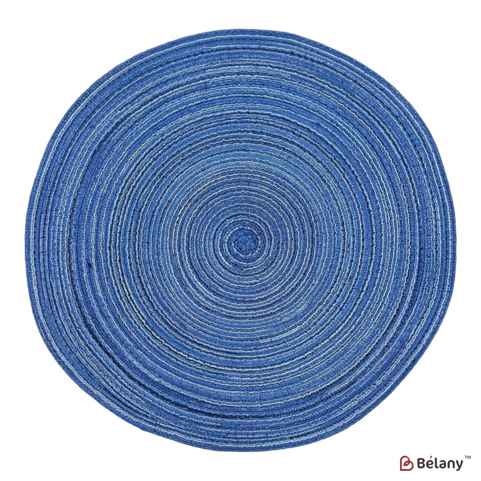 Set de 6 suporturi pentru farfurii, din PVC, izolante termic și antiderapante, culoare albastră, model „Leather”