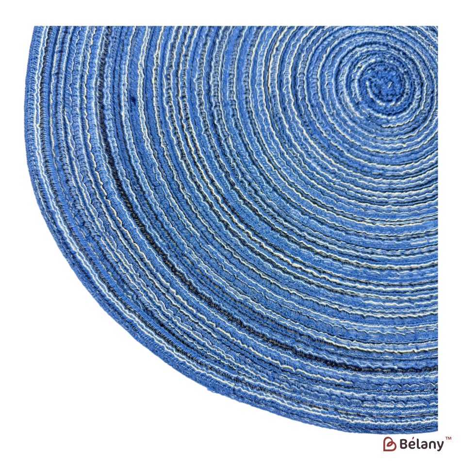 Set de 6 suporturi pentru farfurii, din PVC, izolante termic și antiderapante, culoare albastră, model „Leather” | 2