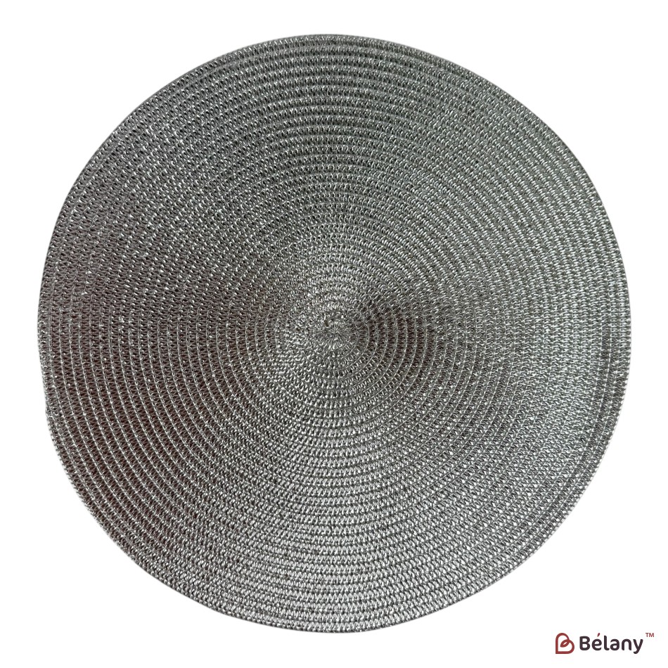 Set de 6 suporturi pentru farfurii, din PVC, izolante termic și antiderapante, culoare argintie, model „Casa Chic”