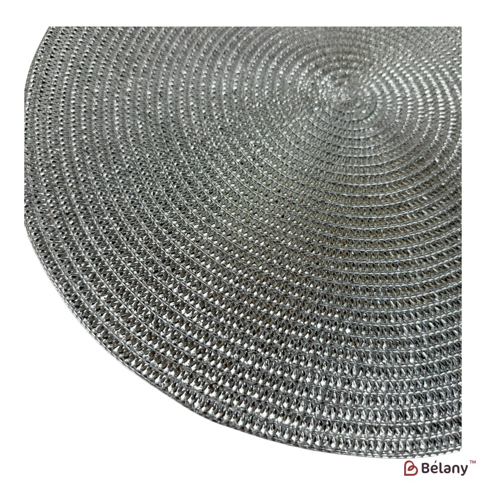 Set de 6 suporturi pentru farfurii, din PVC, izolante termic și antiderapante, culoare argintie, model „Casa Chic” | 2