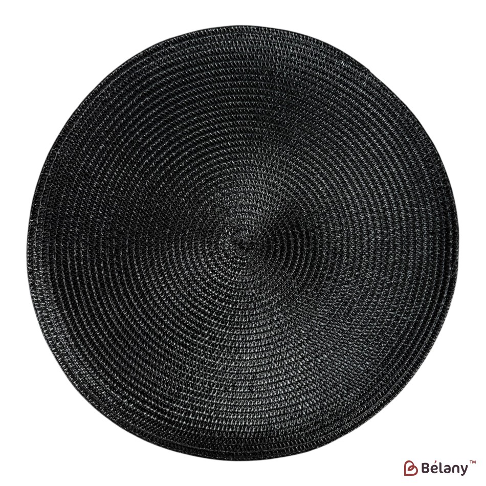 Set de 6 suporturi pentru farfurii, din PVC, izolante termic și antiderapante, culoare neagră, model „Casa Chic”