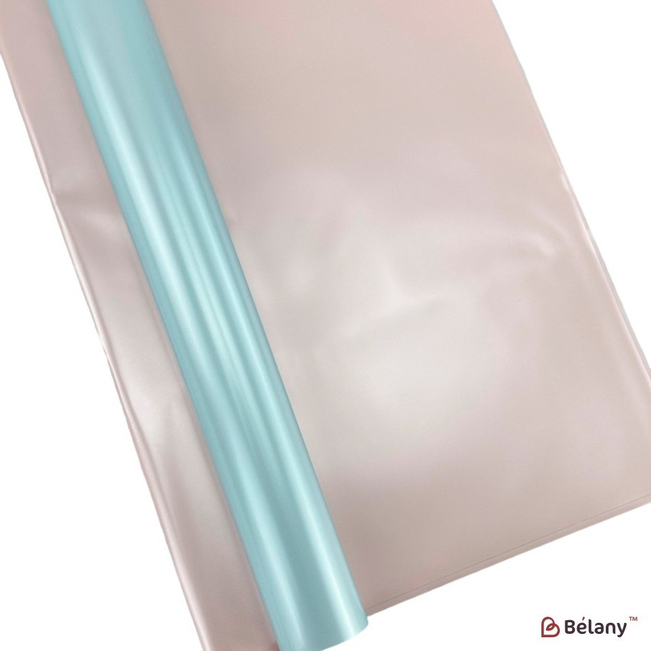 Celofan bicolor albastru pudra cu sidef "Dublu" | 2
