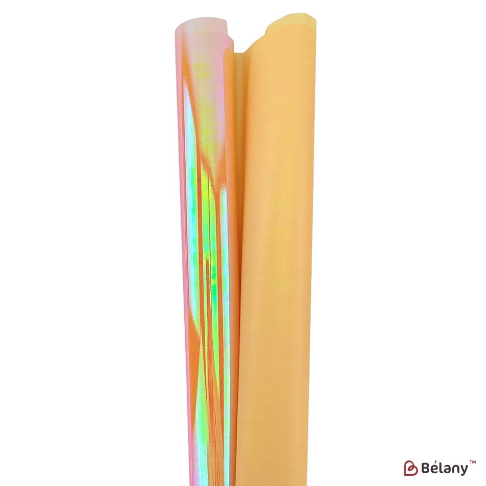 Double-sided yellow cellophane with hologram effect