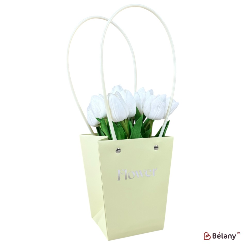 Set 10 pachete pentru flori crema "Flower #1" 13x9.5x15.5